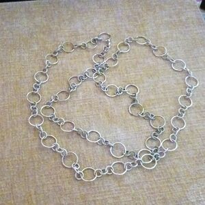 Silver Tone Textured Large Chain Necklace
